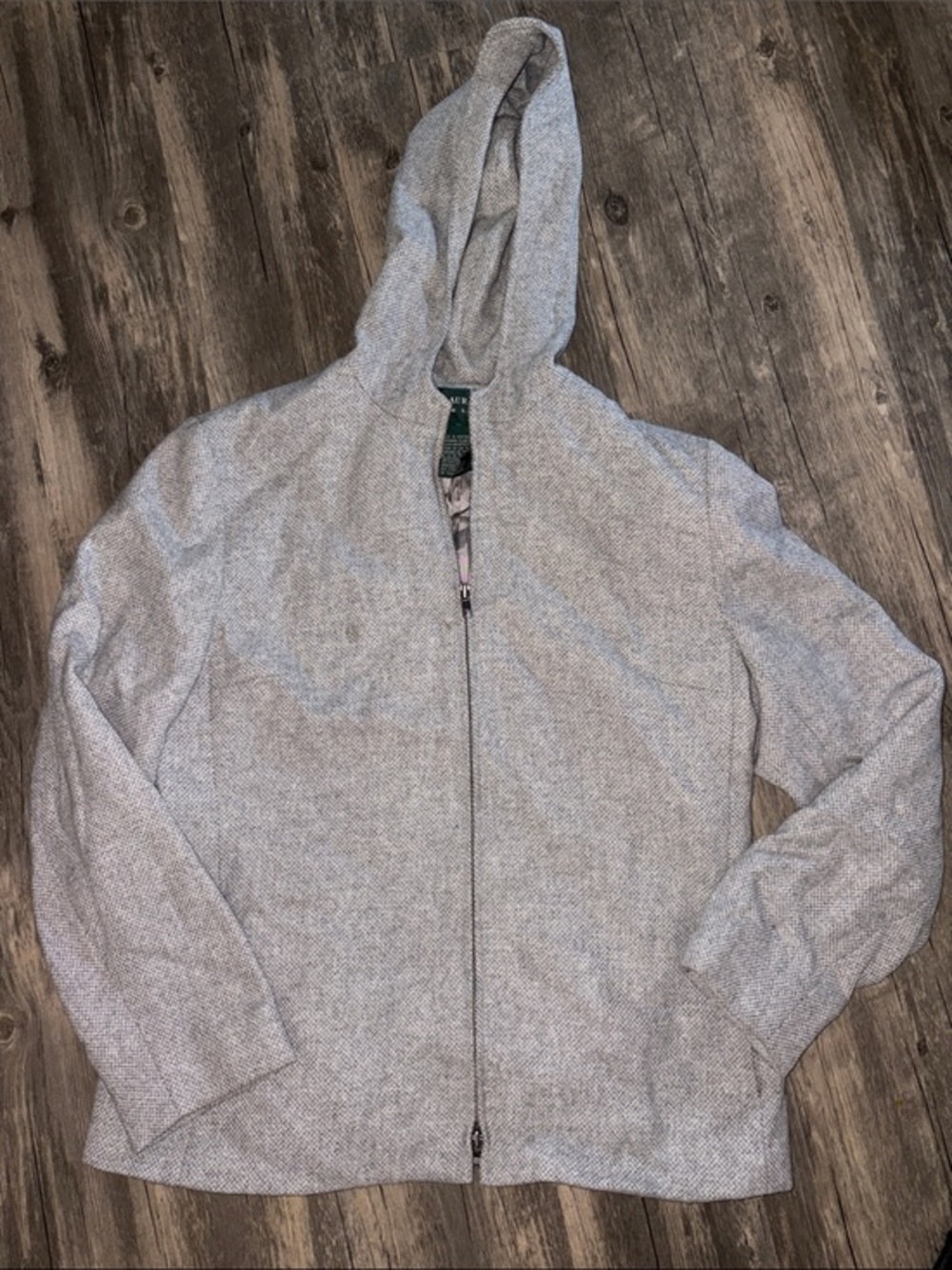 Ralph Lauren 100 Lambswool Heather Gray Hooded blazer - woman’s large